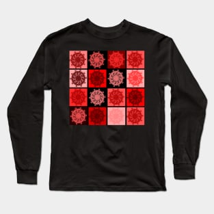 Red and black toned snowflake pattern Long Sleeve T-Shirt